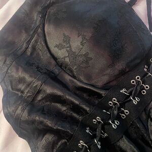 Black Corset Top with Floral Pattern
